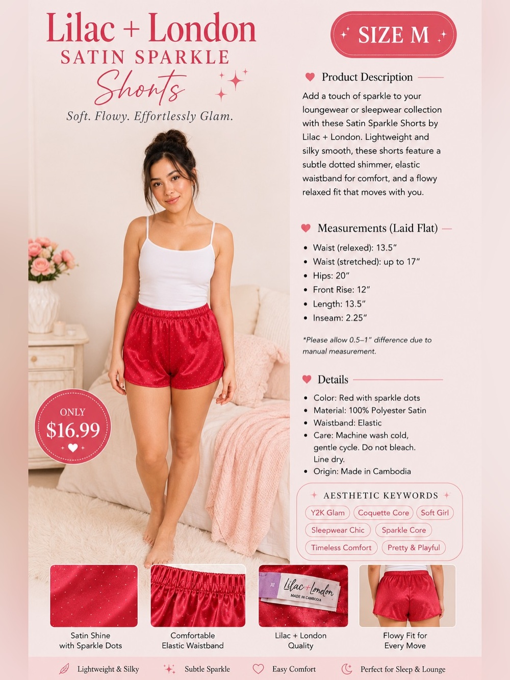 Red Satin Sleep Shorts - Women's Cozy Nightwear